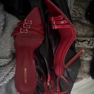 PrettyLittleThing Red Strappy Heels